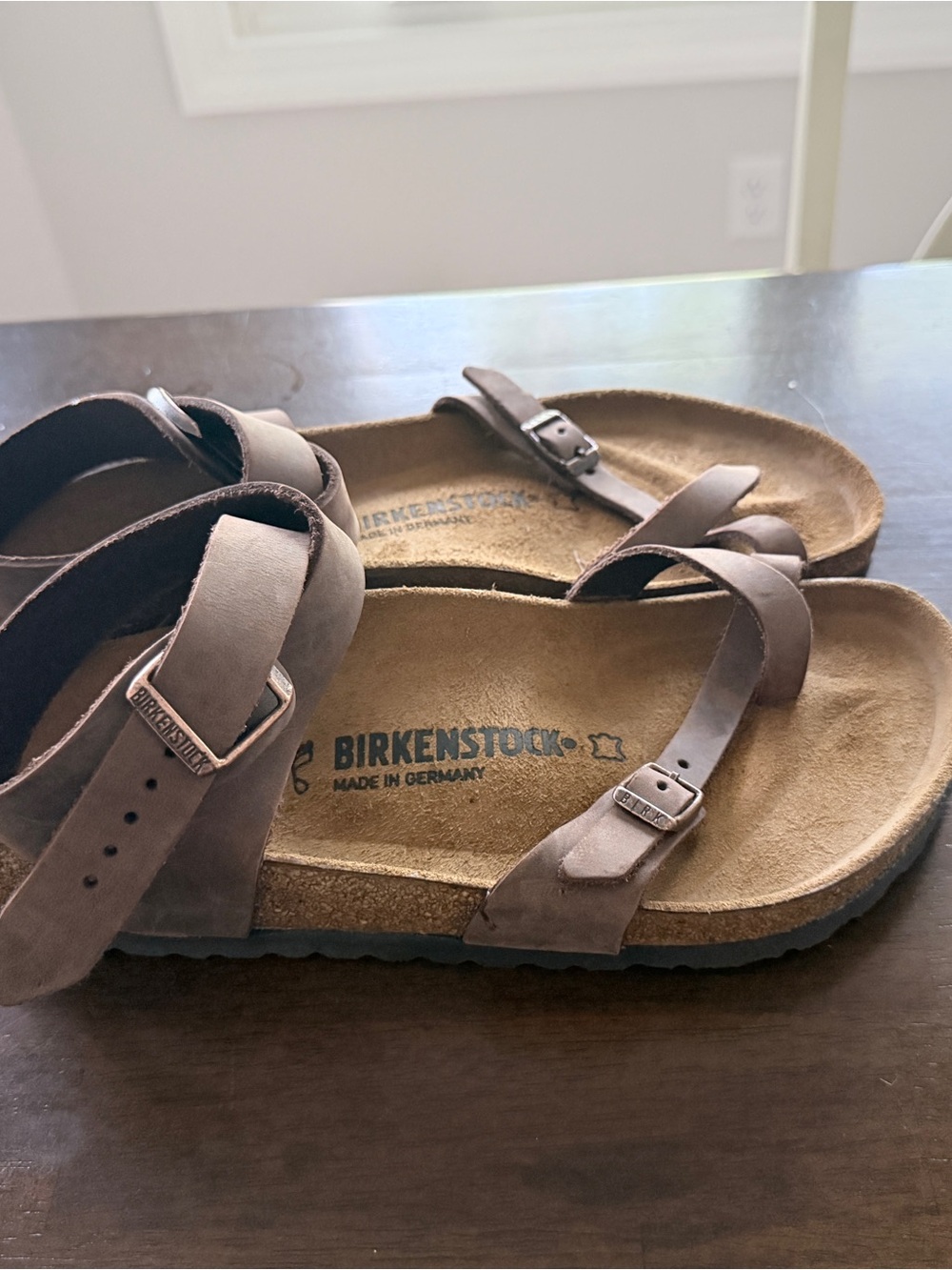 NWOT Birkenstock Brown Yara Two-Strap Slide Sandals